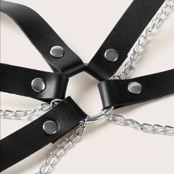 PU Leather Chain Choker Harness - Picture 4 of 5